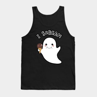 I scream - Cute kawaii halloween ghost with an ice-cream cone Tank Top